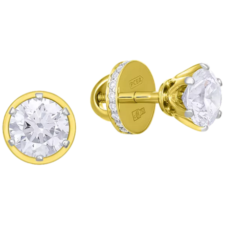 Пусеты с бриллиантами, жёлтое золото