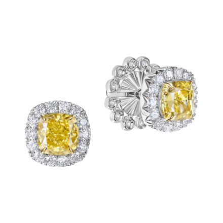 Пусеты с бриллиантами, белое золото