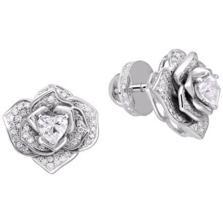 Пусеты с бриллиантами, белое золото