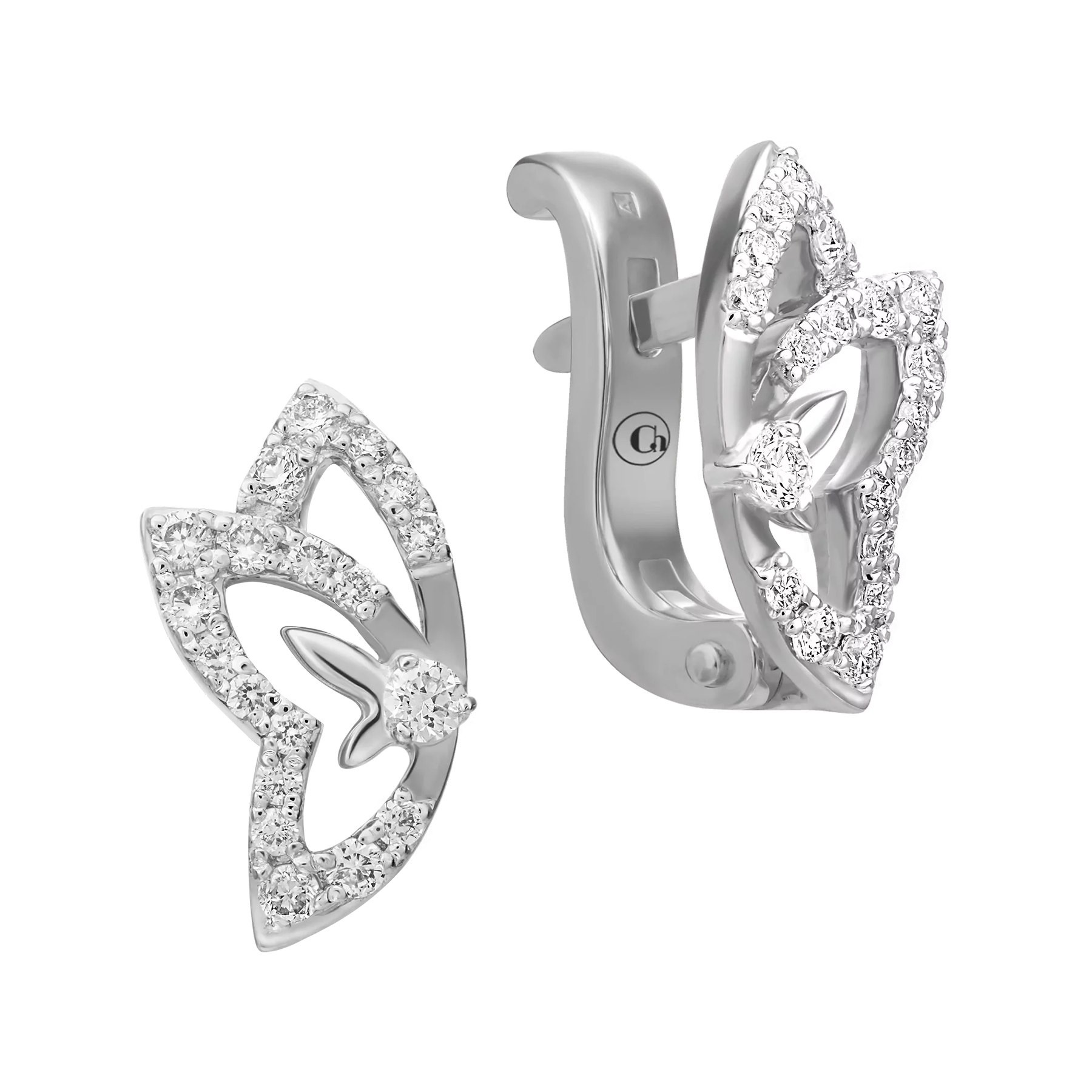 Серьги с бриллиантами, белое золото