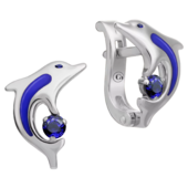 Серьги c сапфирами, белое золото, н.керамика