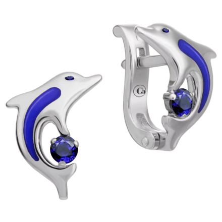 Серьги c сапфирами, белое золото, н.керамика