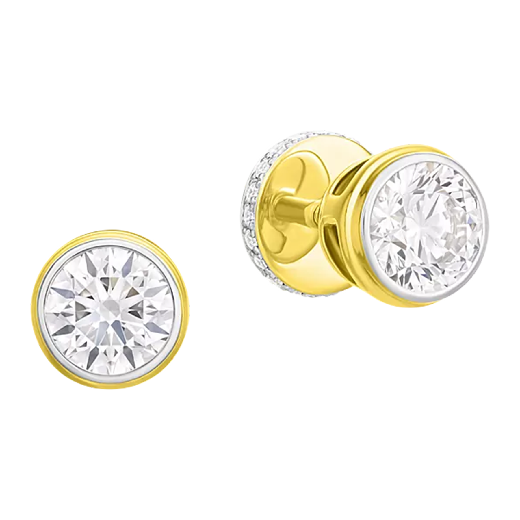 Пусеты с бриллиантами, жёлтое золото, н.керамика