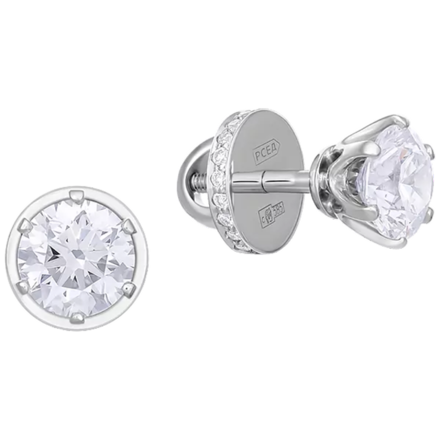 Пусеты с бриллиантами, белое золото