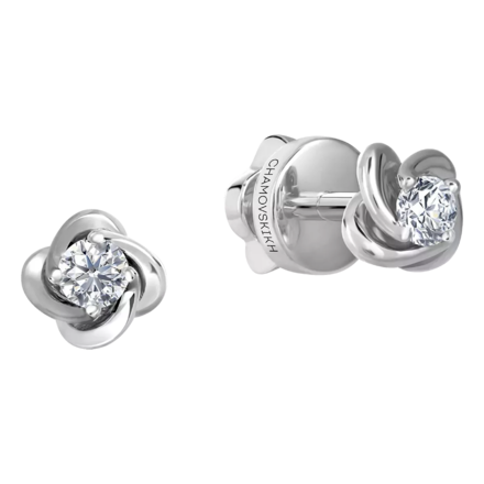 Пусеты с бриллиантами, белое золото