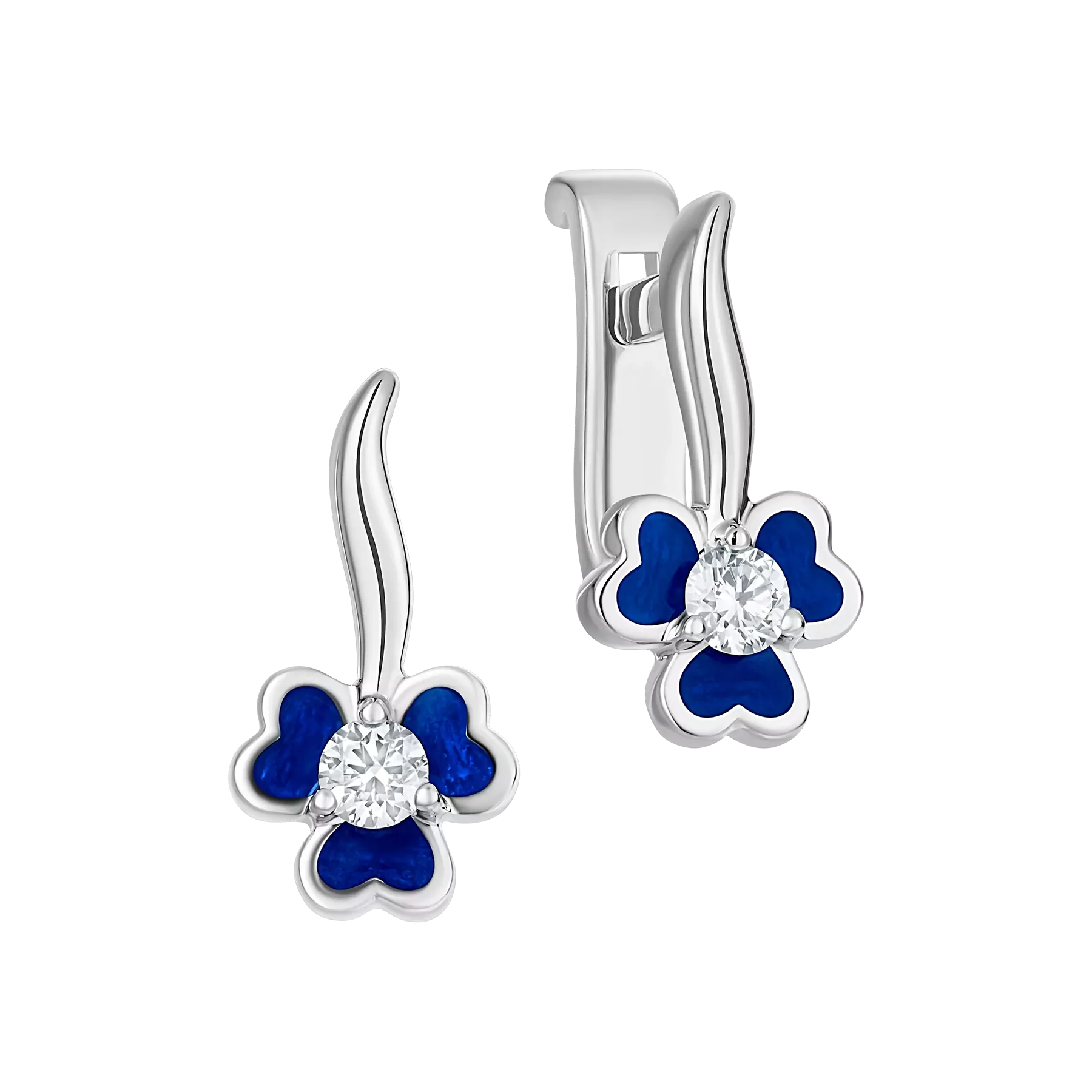 Серьги с бриллиантами, белое золото, н.керамика