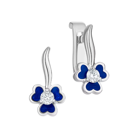 Серьги с бриллиантами, белое золото, н.керамика