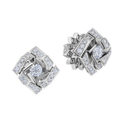 Пусеты с бриллиантами, белое золото