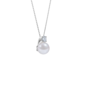 Колье с жемчугом и бриллиантами, белое золото