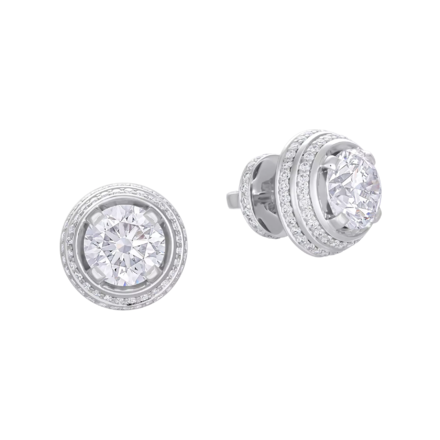 Пусеты с бриллиантами, белое золото, н.керамика