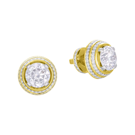 Пусеты с бриллиантами, жёлтое золото, н.керамика