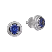 Пусеты с сапфирами, белое золото