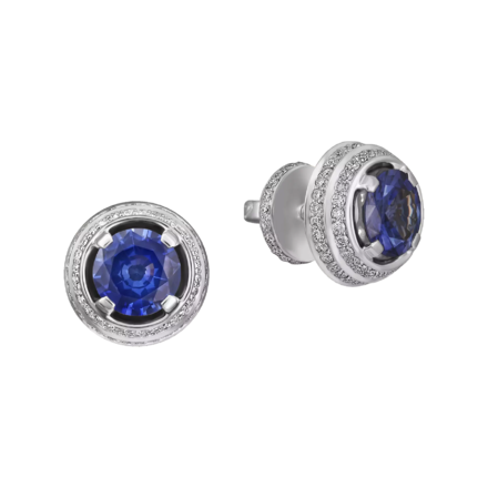 Пусеты с сапфирами, белое золото