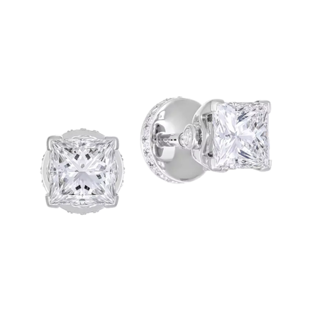 Пусеты с бриллиантами, белое золото, н.керамика