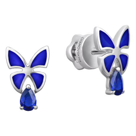 Пусеты с сапфирами, белое золото, н.керамика