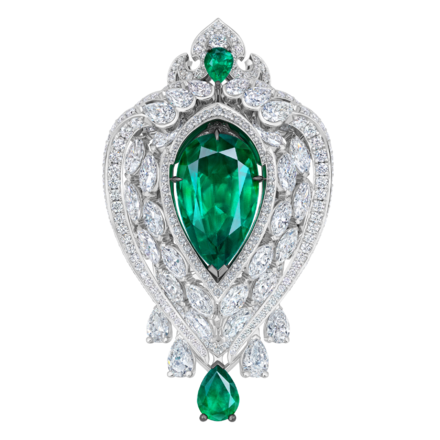 Кольцо с изумрудами и бриллиантами, белое золото 2