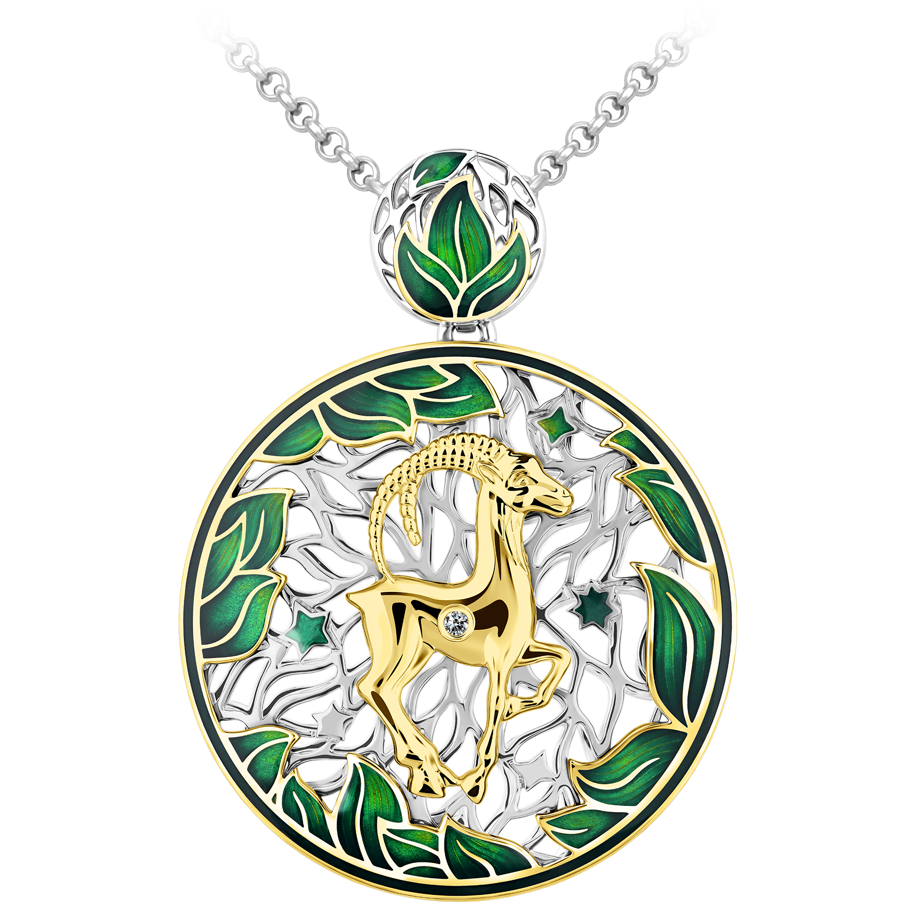 Подвес с бриллиантом, белое и жёлтое золото, н.керамика