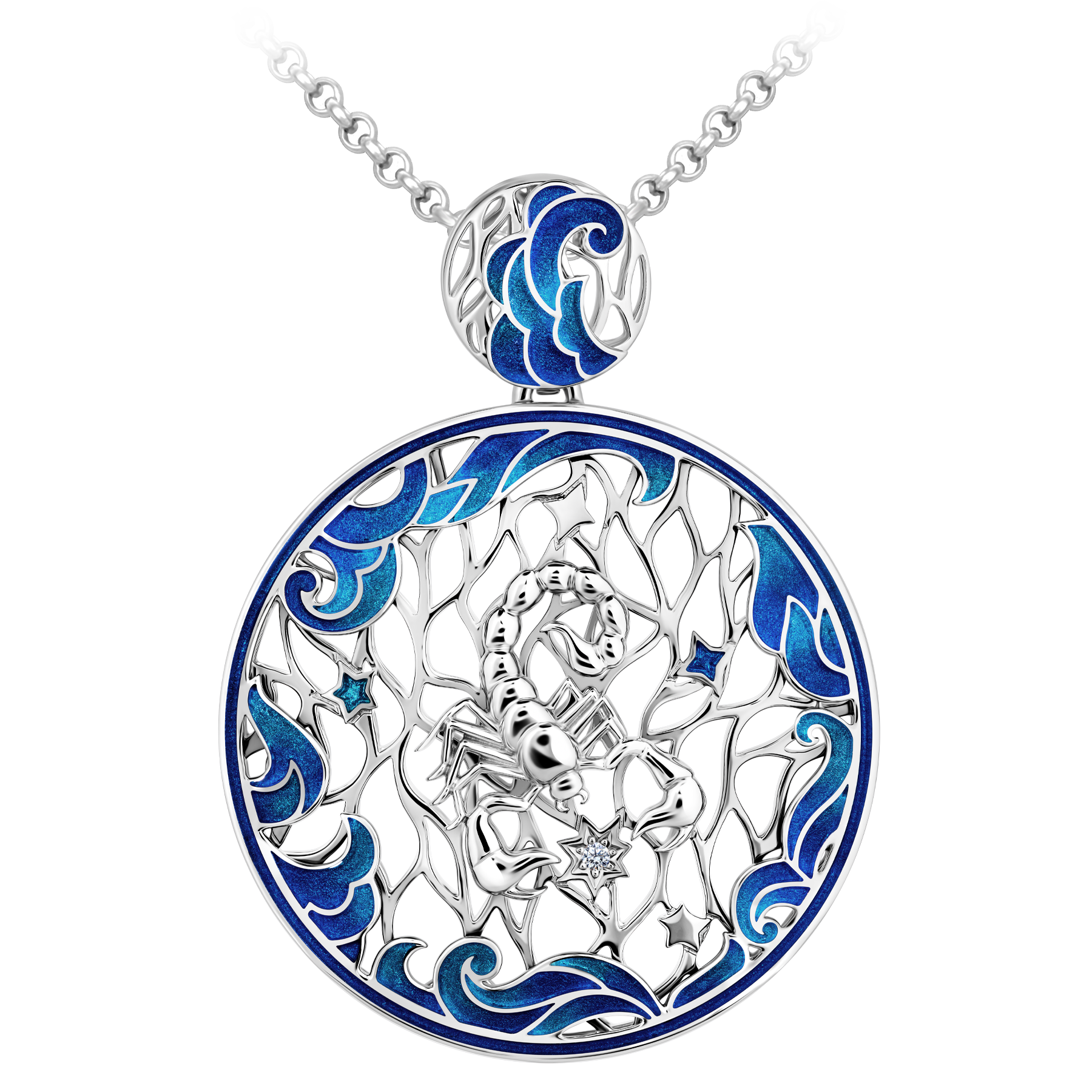 Подвес с бриллиантом, белое золото, н.керамика