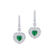 Серьги с изумрудами и бриллиантами, белое золото