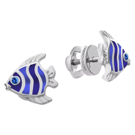 Пусеты с сапфирами, белое золото, н.керамика