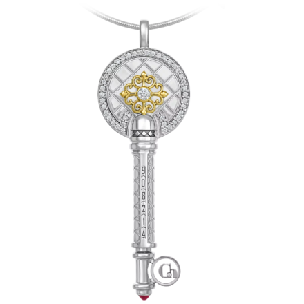 Подвес с рубином и бриллиантами, белое и жёлтое золото