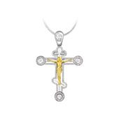 Крест с бриллиантами, белое и жёлтое золото, н.керамика