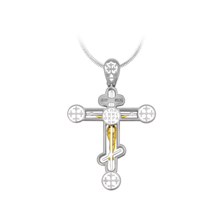 Крест с бриллиантами, белое и жёлтое золото, н.керамика 2