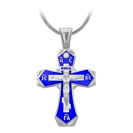 Крест с бриллиантом, белое золото, н.керамика