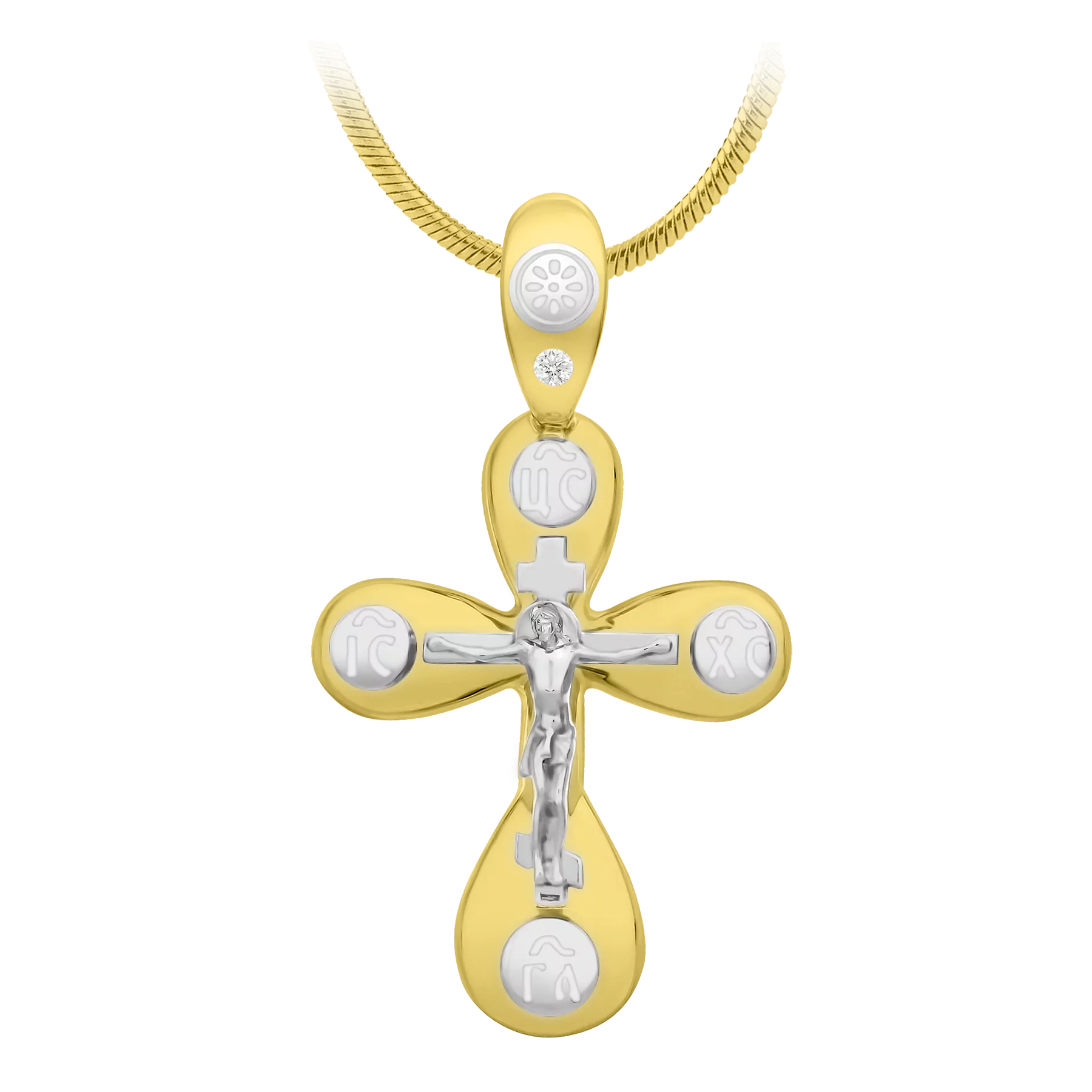 Подвес с бриллиантом, желтое золото, н.керамика