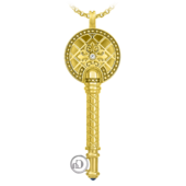 Подвес с сапфиром и бриллиантами, жёлтое и белое золото