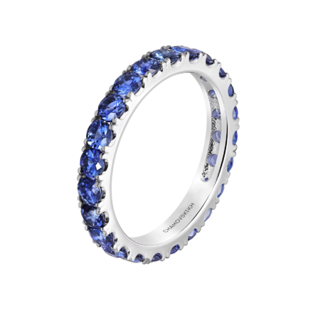 Обручальное кольцо с сапфирами, белое золото