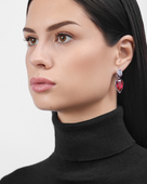 Серьги с турмалинами рубеллитами, бриллиантами и рубинами, белое золото