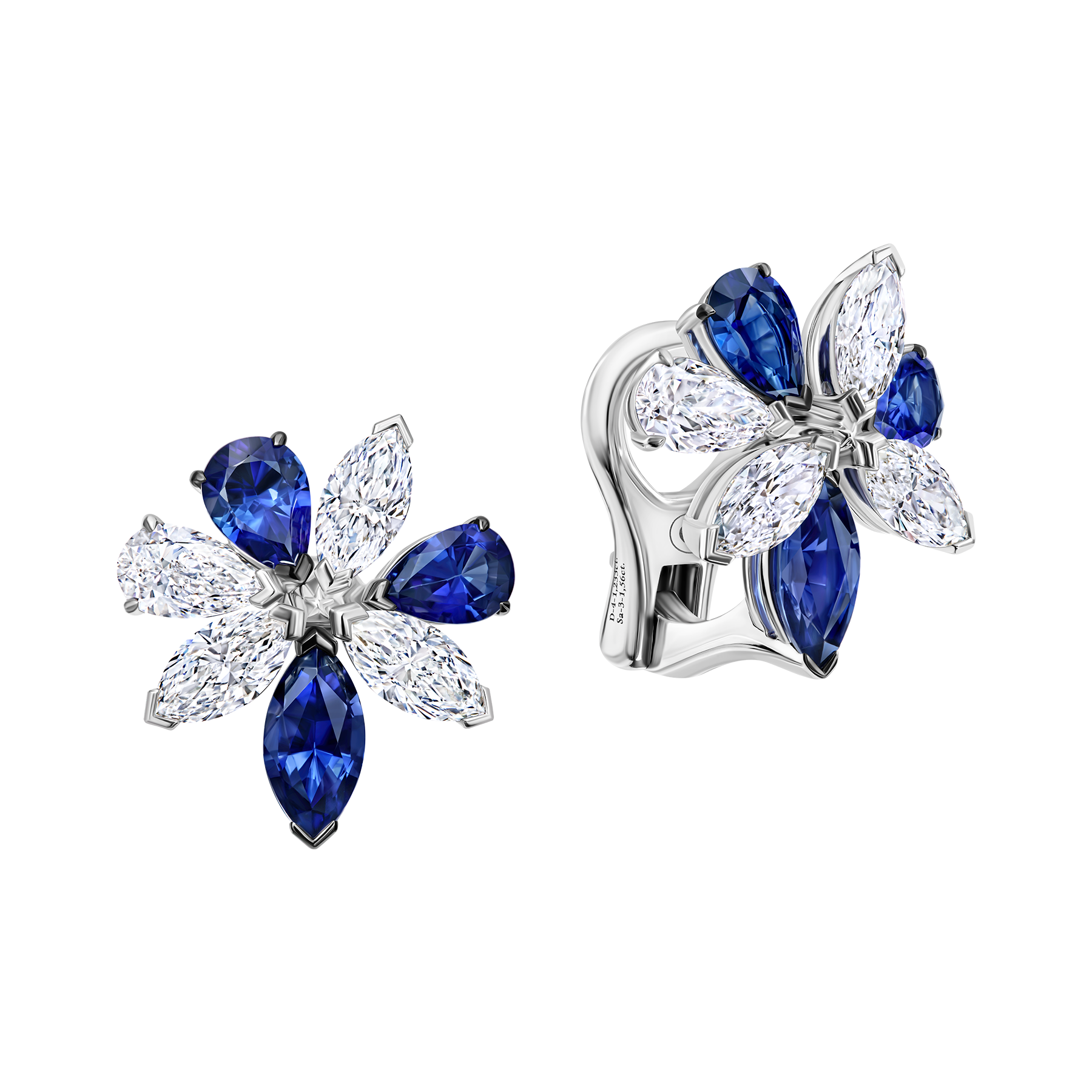 Серьги с сапфирами и бриллиантами, белое золото