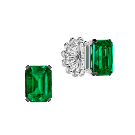 Пусеты с изумрудами и бриллиантами, белое золото