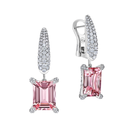 Серьги с морганитами и бриллиантами, белое золото