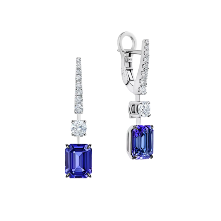 Серьги с танзанитами и бриллиантами, белое золото