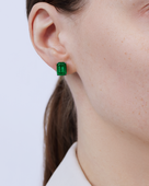 Пусеты с изумрудами и бриллиантами, белое золото