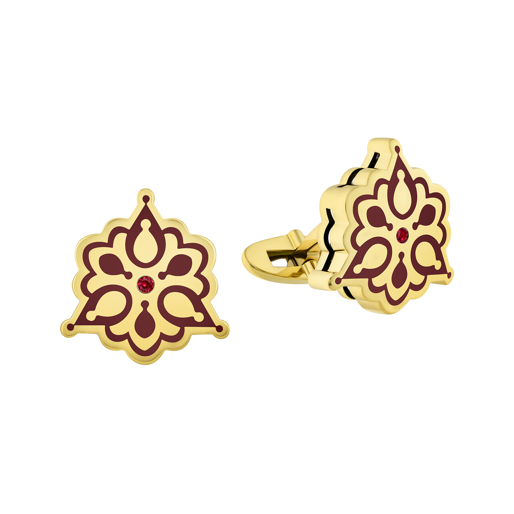 Запонки с рубинами, желтое золото, нанокерамика