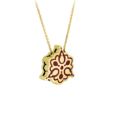 Колье с рубином и бриллиантом, желтое золото, нанокерамика