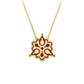 Колье с рубином и бриллиантом, желтое золото, нанокерамика