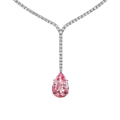 Колье с морганитом и бриллиантами, белое золото