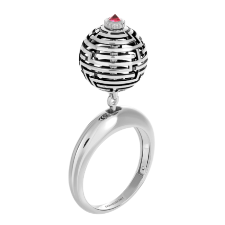 Кольцо с рубином, белое золото