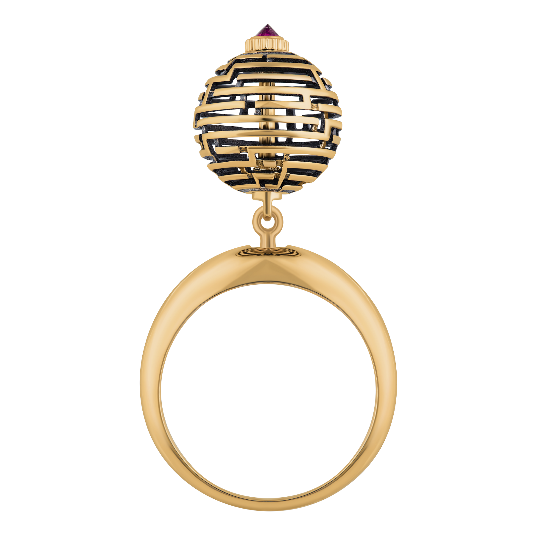 Кольцо с рубином, красное золото