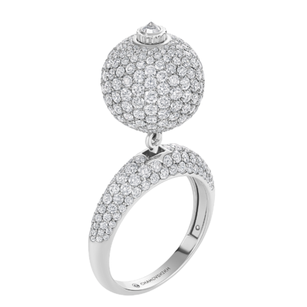 Кольцо с бриллиантами, белое золото