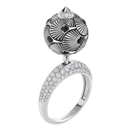 Кольцо с бриллиантами, белое золото, н.керамика