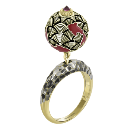 Кольцо с рубином, желтое золото, н.керамика