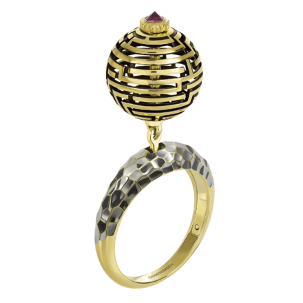 Кольцо с рубином, желтое золото