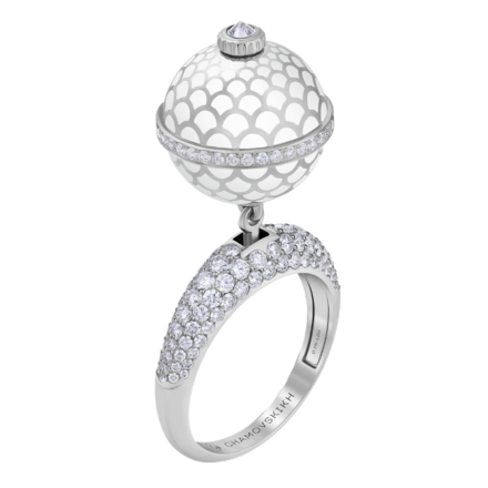 Кольцо с бриллиантами, белое золото, н.керамика