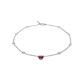 Браслет с рубином и бриллиантами, белое золото