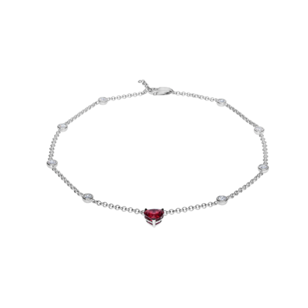 Браслет с рубином и бриллиантами, белое золото